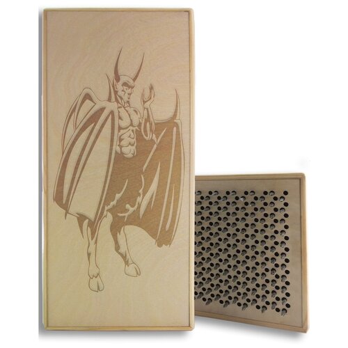 фото Доска садху черная христианство - 378, размер 31x14, шаг гвоздей 10 мм чакра