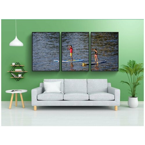 фото Набор модулных постеров для интерьера "padding, встать гребля, stand up paddle surfing" 60x90 см. в тубусе, без рамки lotsprints