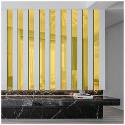 Декоративные зеркальные полоски из акрила для интерьера, самоклеящиеся наклейки на стену 10 метров Золото