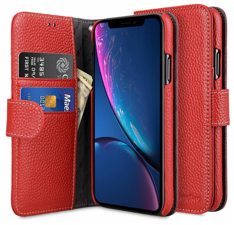 Кожаный чехол книжка Melkco для Apple iPhone Xr - Wallet Book Type, красный