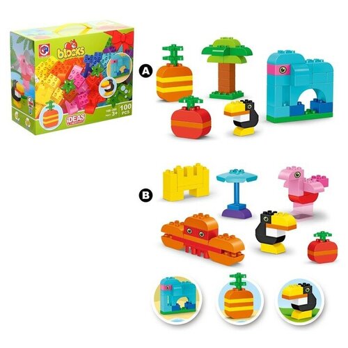 фото Конструктор «классический набор», 100 деталей+ пластина основание kids home toys