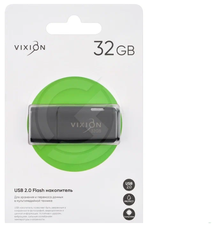 Флешка 32GB (накопитель) USB Flash 2.0 VIXION Shark Eyes (черный)