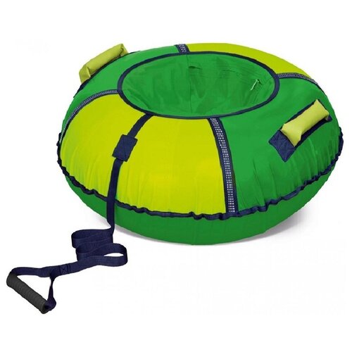 фото Тюбинг детский для катания nika, диаметр 90см., усиленное дно, буксировочный ремень, камера в комплекте, цвет зелено-лимонный