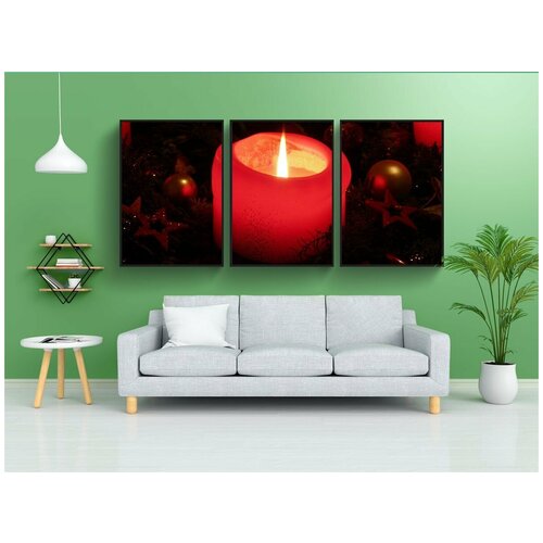 фото Набор модулных постеров для интерьера "свеча, пламя, свет" 60x90 см. в тубусе, без рамки lotsprints