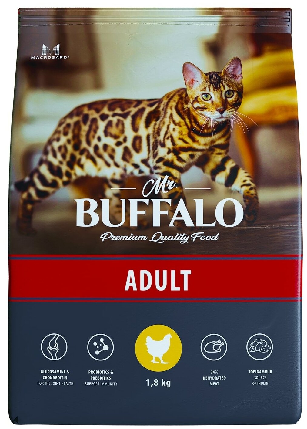 Mr. Buffalo ADULT сухой корм с курицей 10кг для кошек - фотография № 1