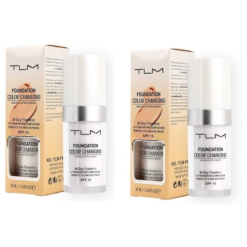 TLM Тональный флюид Foundation color Changing 2 штуки, SPF 15, 30 мл/30 г, оттенок: белый, 1 шт.