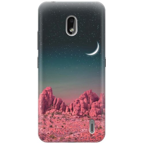 фото Gosso ультратонкий силиконовый чехол-накладка для nokia 2.2 с принтом "месяц над розовыми горами"