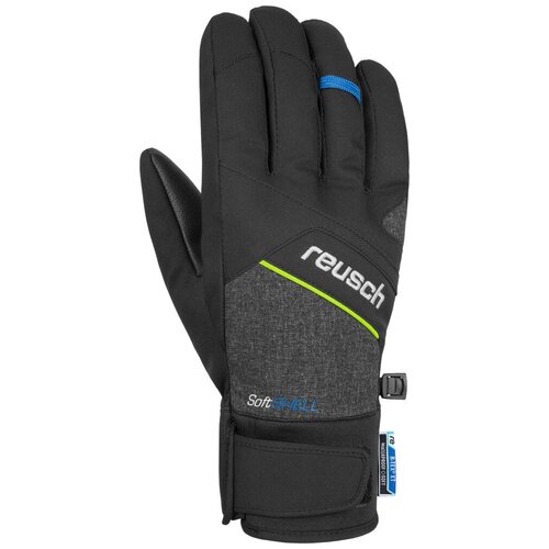 фото Перчатки горнолыжные reusch 2020-21 luke r-tex® xt black melange/safety yellow/brilliant blue (inch (дюйм):10)