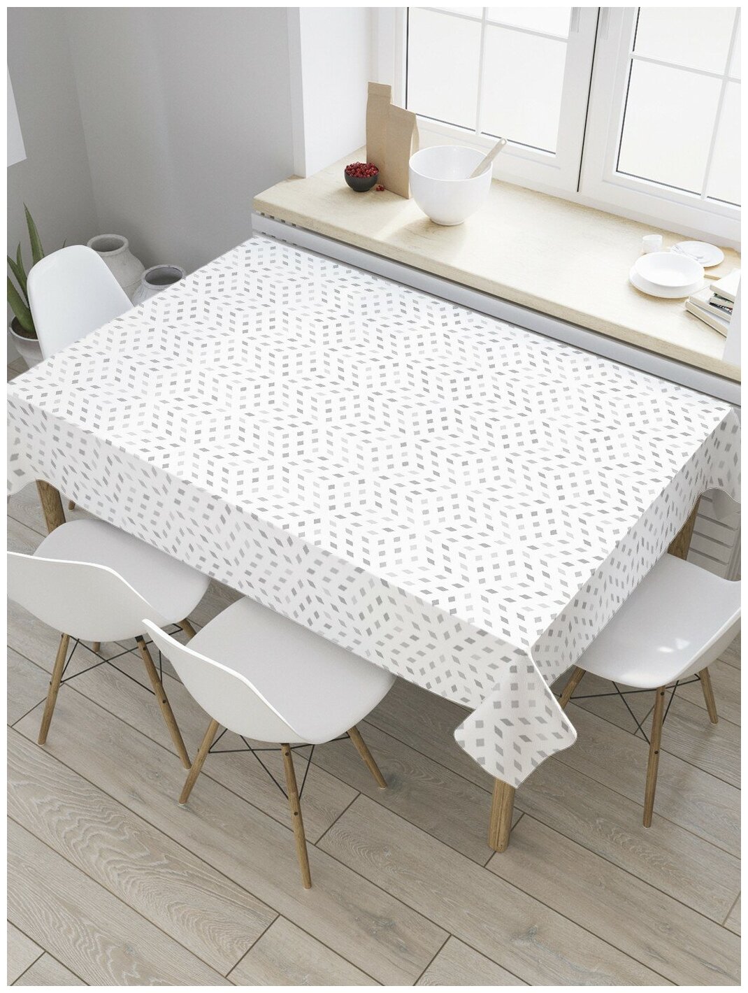 Скатерть прямоугольная JoyArty на кухонный стол "Имитация кубов" из оксфорда, 120x145 см
