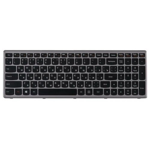 Клавиатура для ноутбука Lenovo IdeaPad P500 Z500 черные кнопки серая серебристая рамка гор Enter ZeepDeep 100000₽