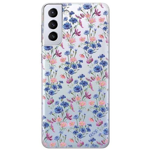 ультратонкий силиконовый чехол накладка clearview 3d для apple iphone 12 mini с принтом lovely cornflowers Ультратонкий силиконовый чехол-накладка ClearView 3D для Samsung Galaxy S21+ с принтом Lovely Cornflowers