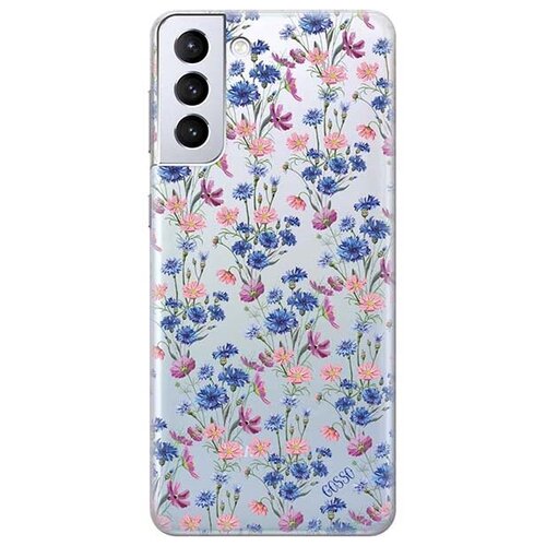 Ультратонкий силиконовый чехол-накладка ClearView 3D для Samsung Galaxy S21+ с принтом Lovely Cornflowers ультратонкий силиконовый чехол накладка clearview 3d для xiaomi redmi 9 с принтом lovely cornflowers