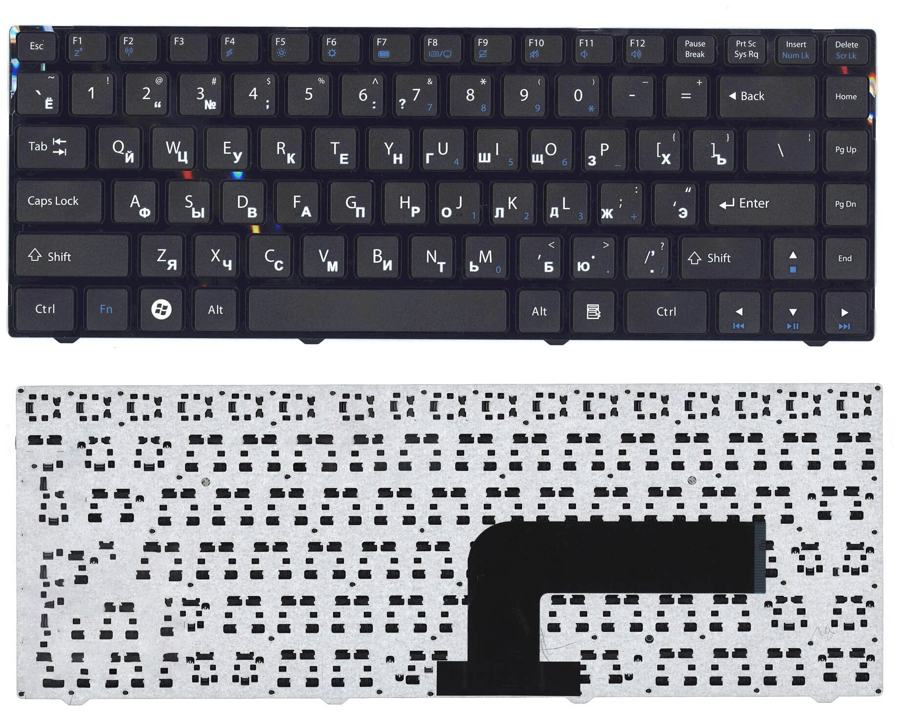 Клавиатура для ноутбука DNS Pegatron B14Y Clevo W740 черная с рамкой 1273₽