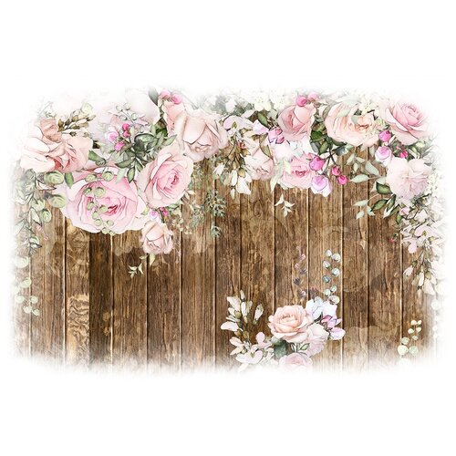 Розы на заборе (А) - Виниловые фотообои, (211х150 см)