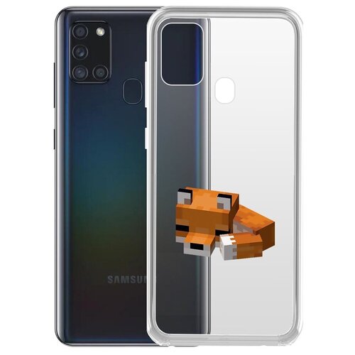 Чехол-накладка Krutoff Clear Case Спящий Лисенок для Samsung Galaxy A21s (A217)