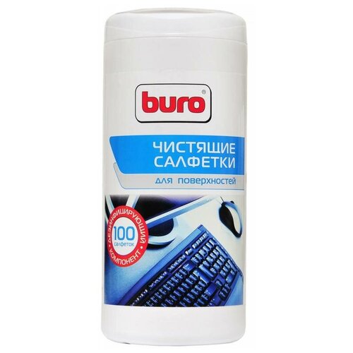 Туба Buro BU-Tsurface с чистящими салфетками, для поверхностей, 100 шт туба buro с чистящими салфетками для экранов и оптики 100 шт