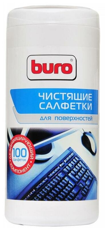 Салфетки Buro BU-Tsurface для поверхностей туба 100шт влажных