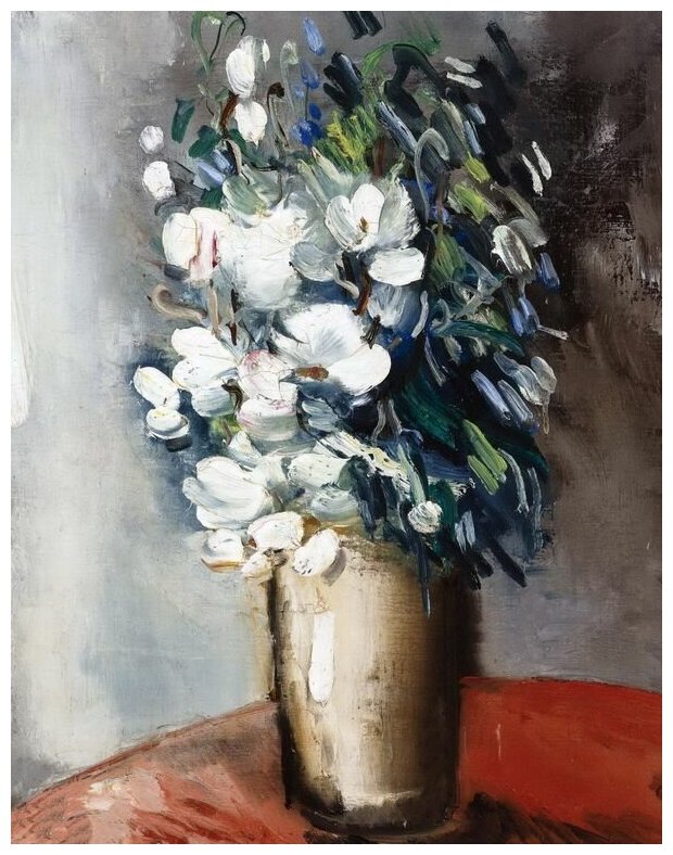 Репродукция на холсте Букет в белой вазе (Bouquet in white vase) №4 Вламинк Морис 40см. x 51см.