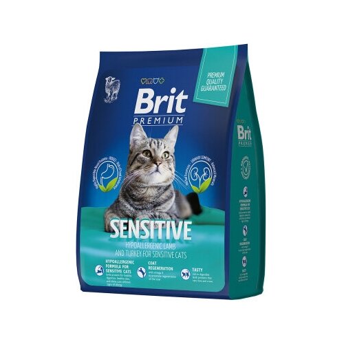 Brit Premium Cat 0,8кг Sensitive ягненок и индейка сухой корм при чувствительном пищеварении для кошек сухой корм для кошек brit premium при чувствительном пищеварении с ягненком 800 г