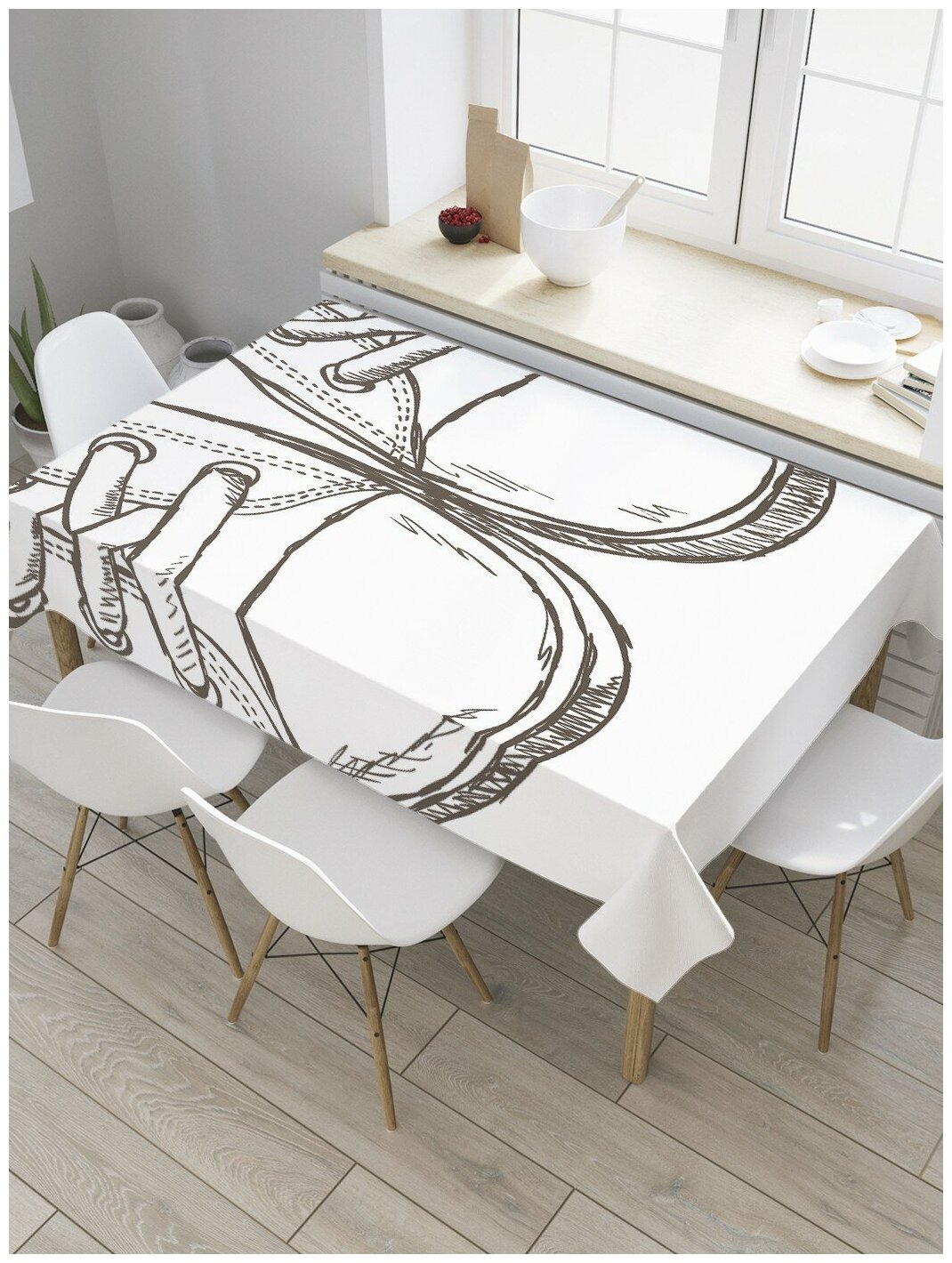 Скатерть прямоугольная JoyArty на кухонный стол "Кеды" из оксфорда, 120x145 см