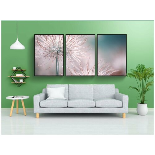 фото Набор модулных постеров для интерьера "pasqueflower, цвести, блум" 60x90 см. в тубусе, без рамки lotsprints