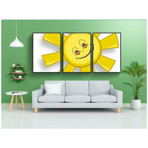фото Набор модулных постеров для интерьера "солнце, лицо, счастливый" 60x90 см. в тубусе, без рамки lotsprints