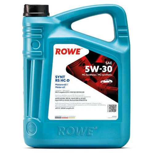 фото Моторное масло rowe hightec synt rs hc- d sae 5w-30 new 5л для бензиновых двигателей, для дизельных безсажевых фильтров (опель, фольксваген, бмв, мерседес и т. д)