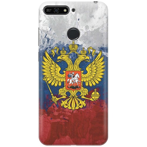 фото Gosso ультратонкий силиконовый чехол-накладка для huawei y6 prime (2018) / honor 7c / honor 7a pro с принтом "герб и флаг рф"