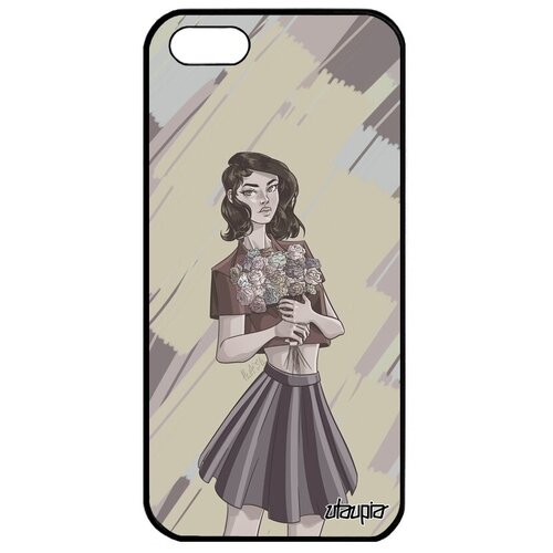 фото Противоударный чехол на телефон // apple iphone 5 5s se (2016) // "девушка и цветы" портрет букет, utaupia, желтый