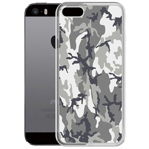 Чехол-накладка Krutoff Clear Case Камуфляж серый для iPhone 5/5s
