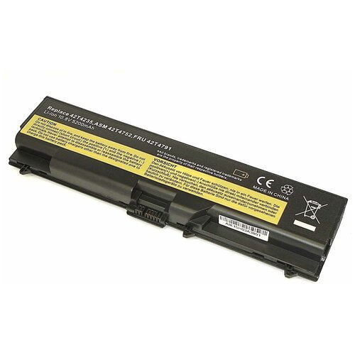 Аккумуляторная батарея для ноутбука Lenovo ThinkPad T410 (42T4235) 10.8V 5200 mAh OEM черная аккумулятор amperin для ноутбука lenovo thinkpad edge sl e 11 1v 4400mah 65wh ai t410 42t4733