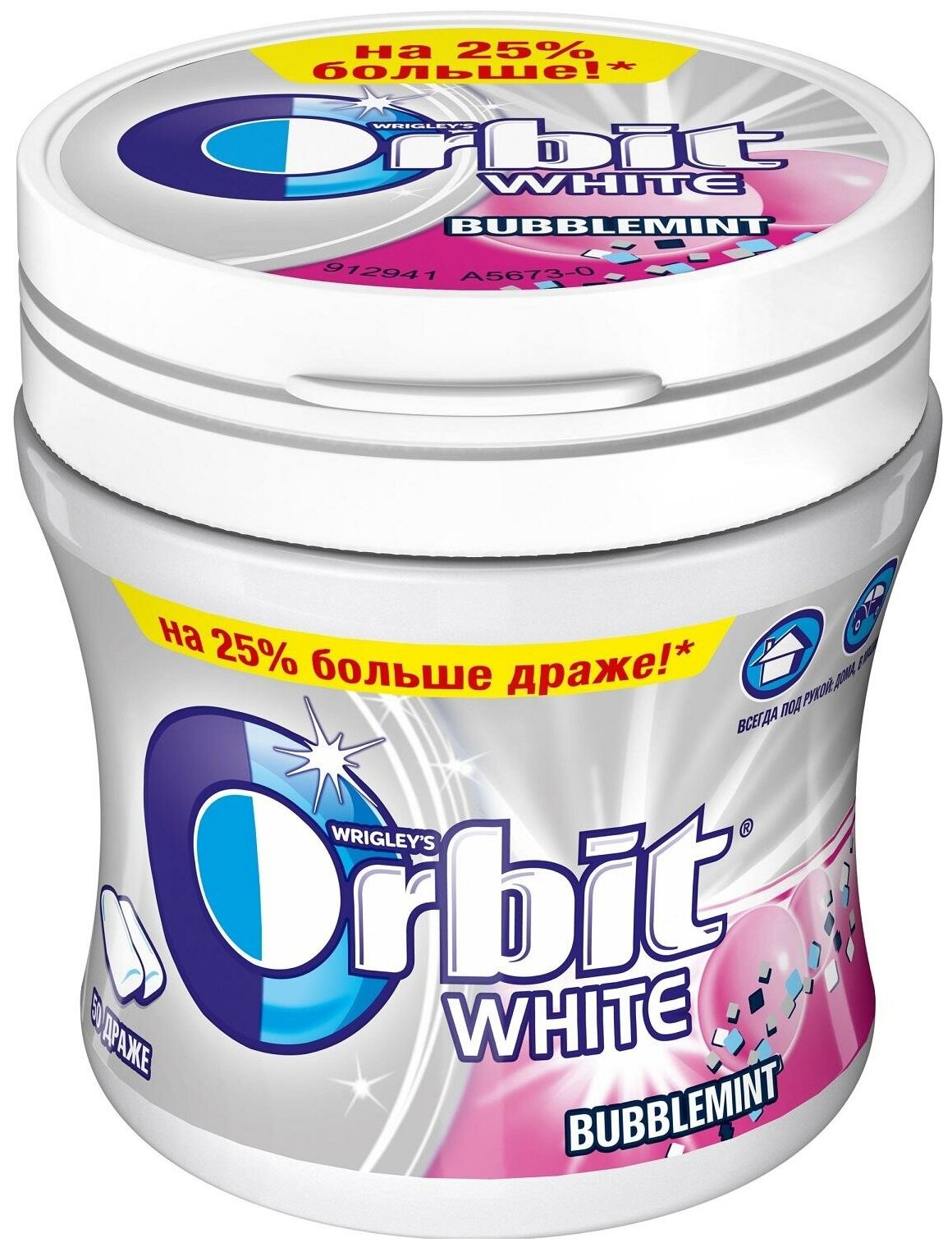 Жевательная резинка Orbit White Bubblemint без сахара, 68 г, 6 шт. в уп.