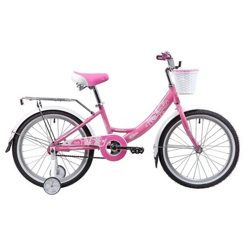 Детский велосипед NOVATRACK 20, GIRLISH line,розовый, алюм.рама., тормоз нож, крылья и багажник