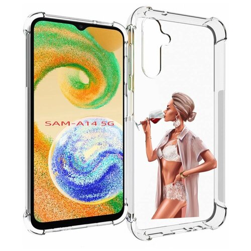 Чехол MyPads Девушка-с-вином женский для Samsung Galaxy A14 4G/ 5G задняя-панель-накладка-бампер