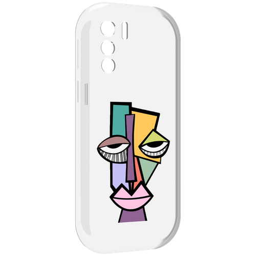 Чехол MyPads лицо из квадратиков с глазами женский для UleFone Note 13P задняя-панель-накладка-бампер