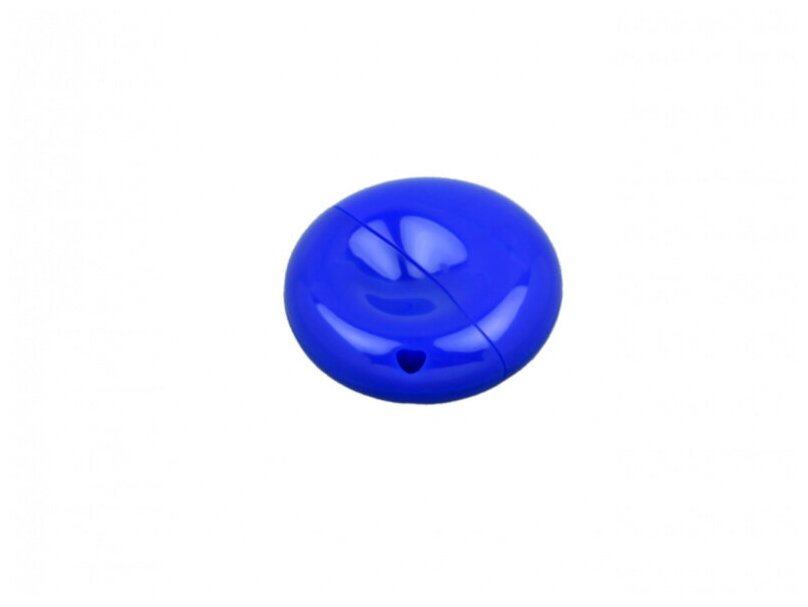 Пластиковая промо флешка круглой формы (16 Гб / GB USB 2.0 Синий/Blue 021-Round Flash drivePL056)