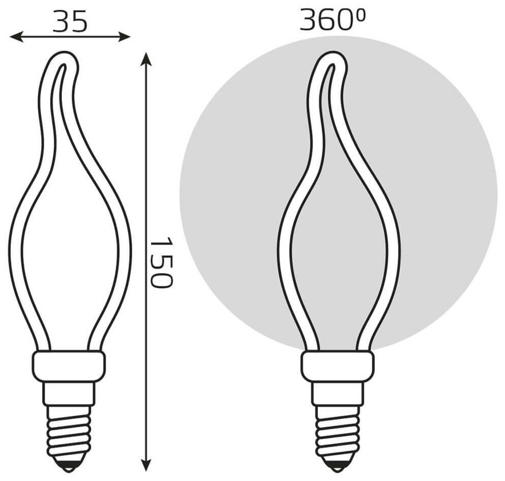 Лампа светодиодная филаментная Gauss E14 4W 2700K матовая 1000801104 - фотография № 2