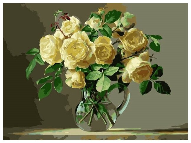 Картина по номерам Colibri Нежные розы 40х50 см Холст на подрамнике