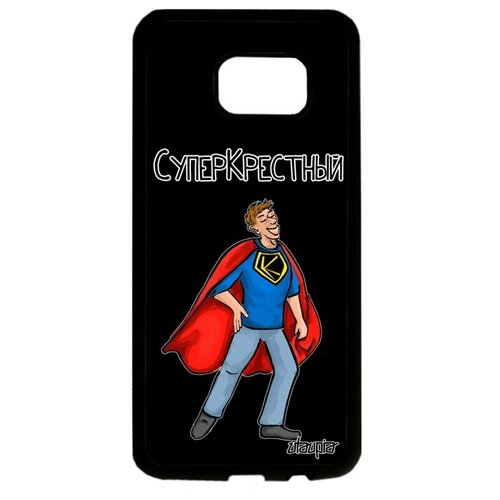 фото Противоударный чехол на смартфон // samsung galaxy s7 edge // "суперкрестный" супергерой шутка, utaupia, черный