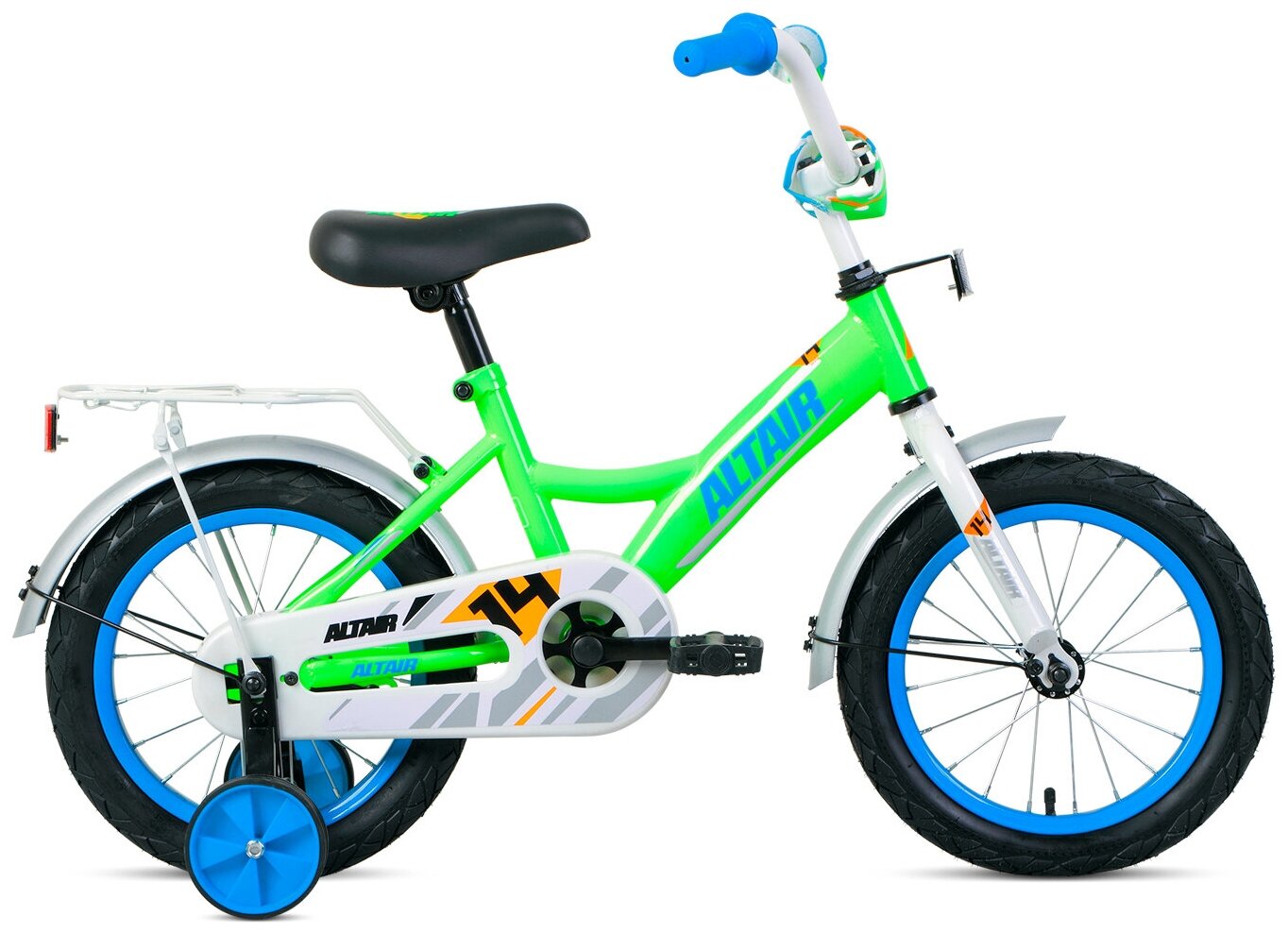 Велосипед ALTAIR KIDS 14 (14" 1 ск.) 2020-2021, ярко-зеленый/синий, 1BKT1K1B1003