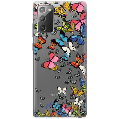 фото Ультратонкий силиконовый чехол-накладка transparent для samsung galaxy note 20 с 3d принтом "magic butterflies" gosso