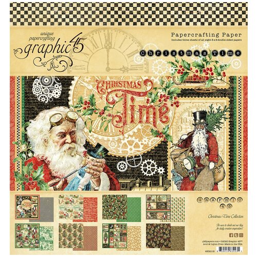 Набор бумаги и наклейки Graphic 45 - Christmas Time 30,5*30,5см