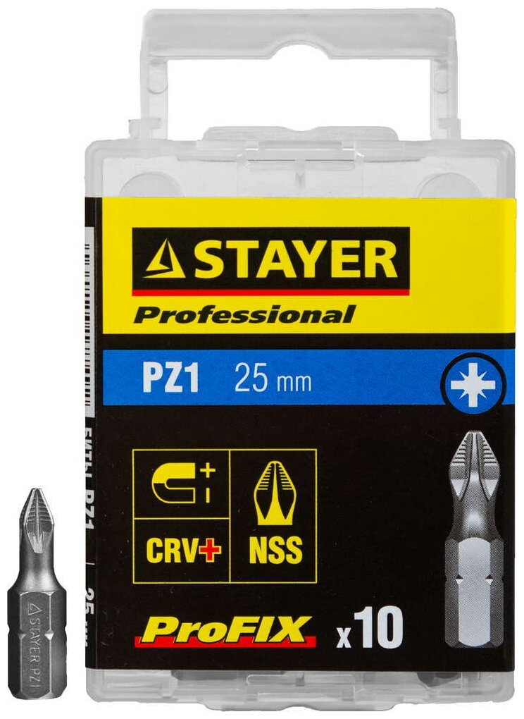 Stayer Биты PZ1 25мм 10шт STAYER 26221-1-25-10_z01