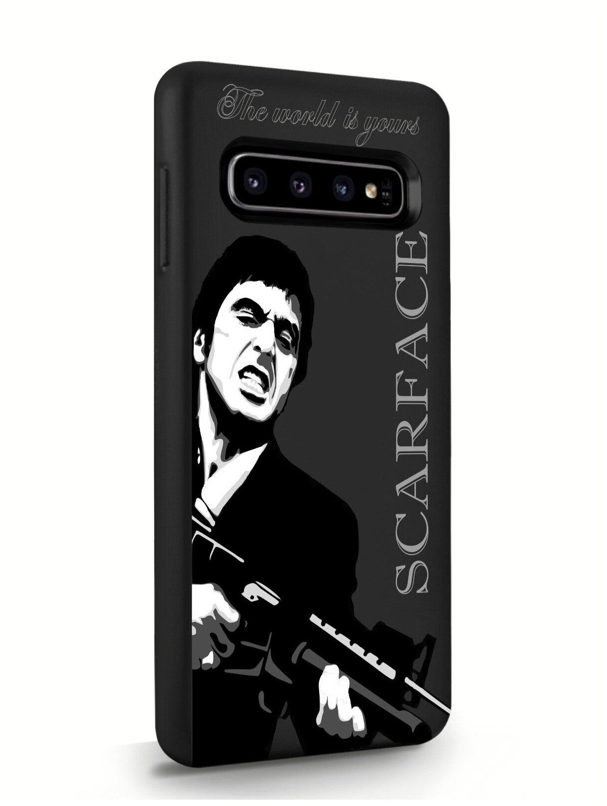 Черный силиконовый чехол MustHaveCase для Samsung Galaxy S10 Scarface Tony Montana/ Лицо со шрамом для Самсунг Галакси С10 Противоударный