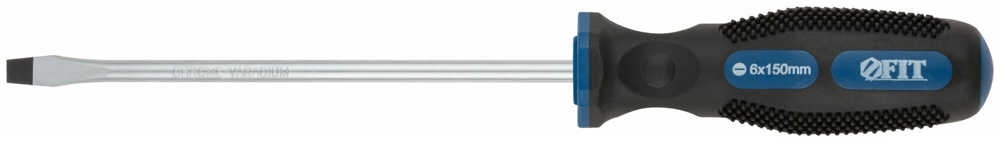 Отвертка FIT 55146 "Универсал", CrV сталь, прорезиненная ручка, Профи 6х150 мм SL