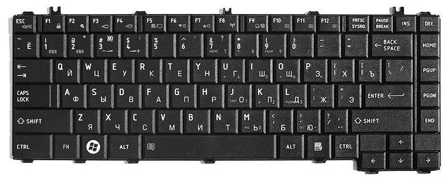 Клавиатура для ноутбука Toshiba Satellite C600 C640 C645 L600 L630 Series Плоский Enter Черная без рамки PN NSK-TM1GV V114226CK1 820₽