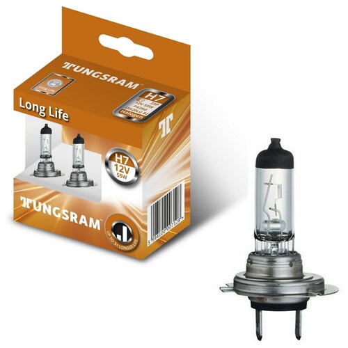 фото Лампы tungsram "long life", h7, 12v, 55w, px26d, 3200k, комплект 2 шт.