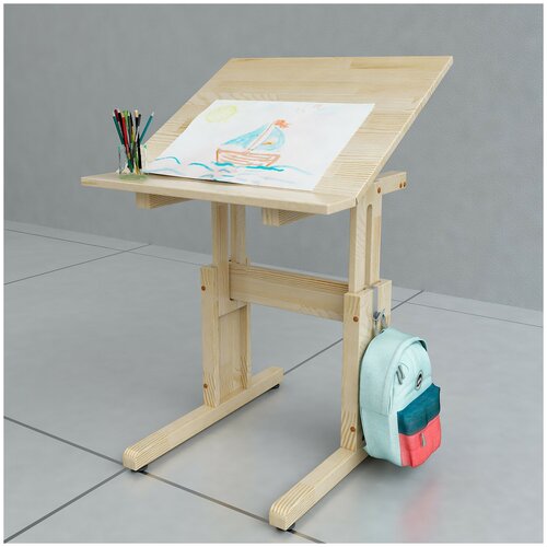 Парта-трансформер для школьника ДС-565, 60х60 см, натуральное дерево экстра, лак