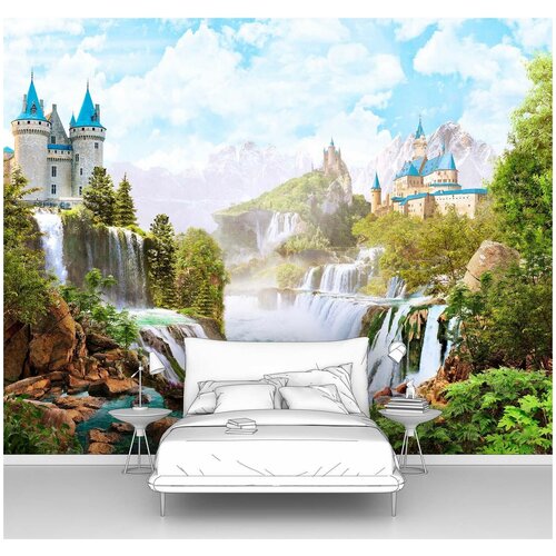 Фотообои на стену первое ателье Замки в горах 200х160 см ШхВ флизелиновые Premium 2507₽