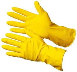 Перчатки особопрочные Household Gloves хозяйственные латексные с х/б напылением, жёлтые. Размер: